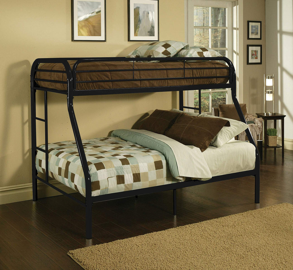 84" X 62" X 65" Twin Xl Over Queen Black Metal Tube Bunk Bed - Deals Kiosk