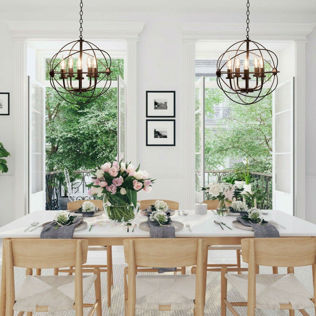 5 Light Modern Black Iron Sphere Modern Chandelier - Deals Kiosk