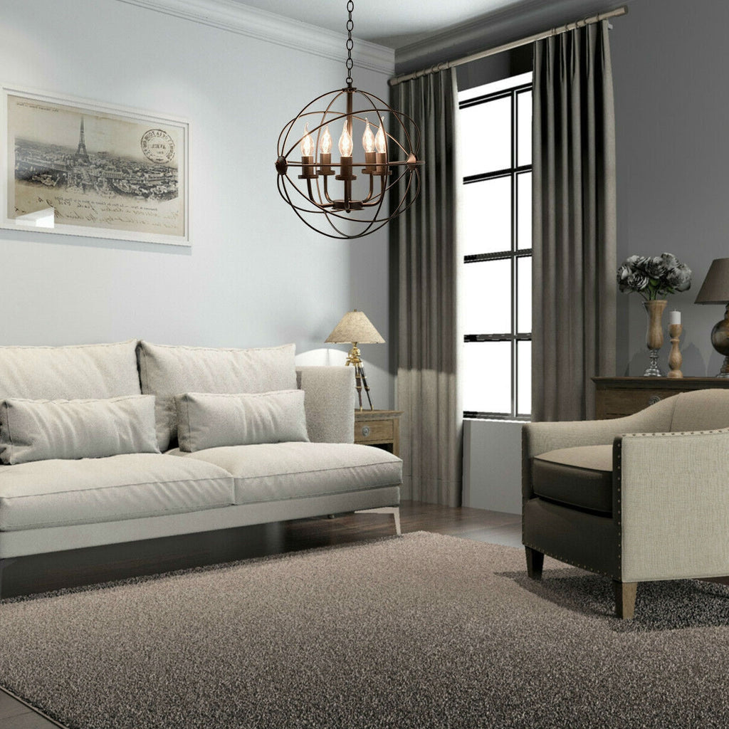 5 Light Modern Black Iron Sphere Modern Chandelier - Deals Kiosk