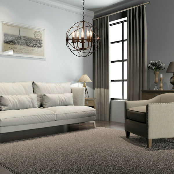 5 Light Modern Black Iron Sphere Modern Chandelier - Deals Kiosk