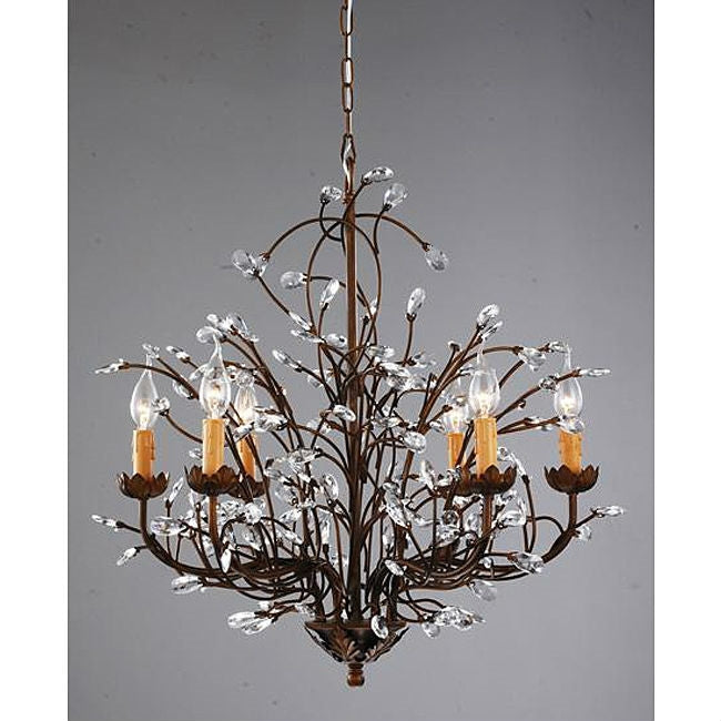 Antique Bronze 6-light Crystal and Iron Chandelier - Deals Kiosk