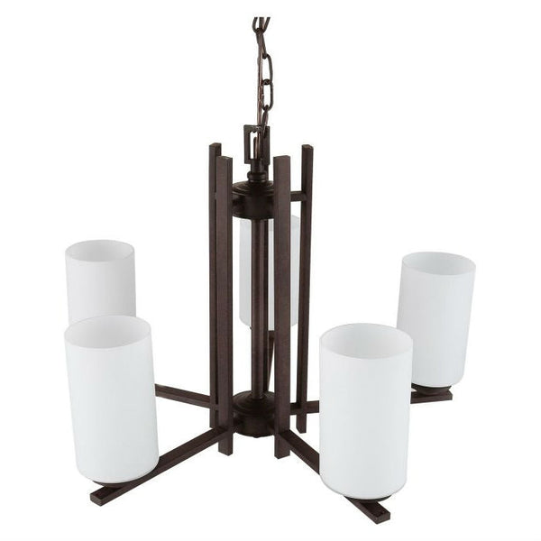 Farmhouse Dimmable Bronze 5 Column Lights Metal Wood Chandelier - Deals Kiosk