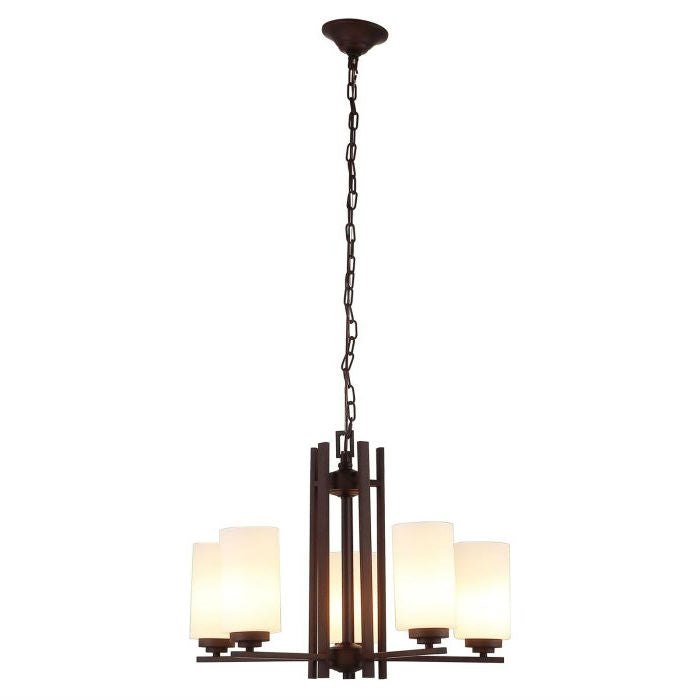 Farmhouse Dimmable Bronze 5 Column Lights Metal Wood Chandelier - Deals Kiosk