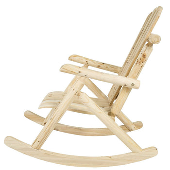 Outdoor Wooden Log Rocking Chair - Adirondack Style - Deals Kiosk