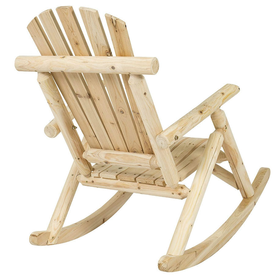 Outdoor Wooden Log Rocking Chair - Adirondack Style - Deals Kiosk