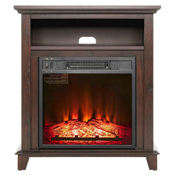 Freestanding Electric Fireplace Heater in Brown Wood Finish - Deals Kiosk