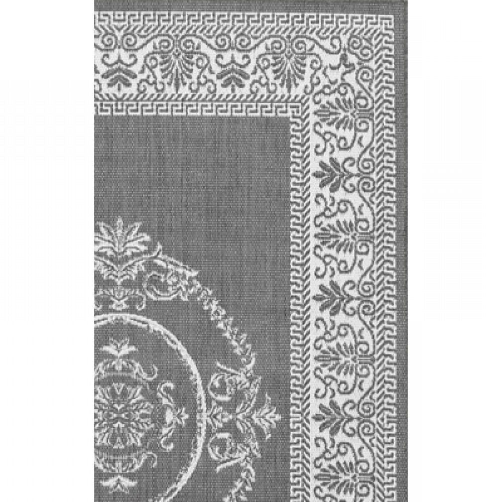 5'10 x 9'2 Grey White Medallion Indoor Outdoor Area Rug - Deals Kiosk