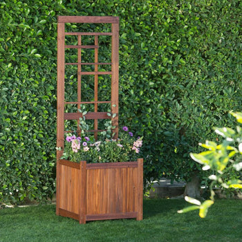 68 Inch Wood Raised Bed Planter Trellis