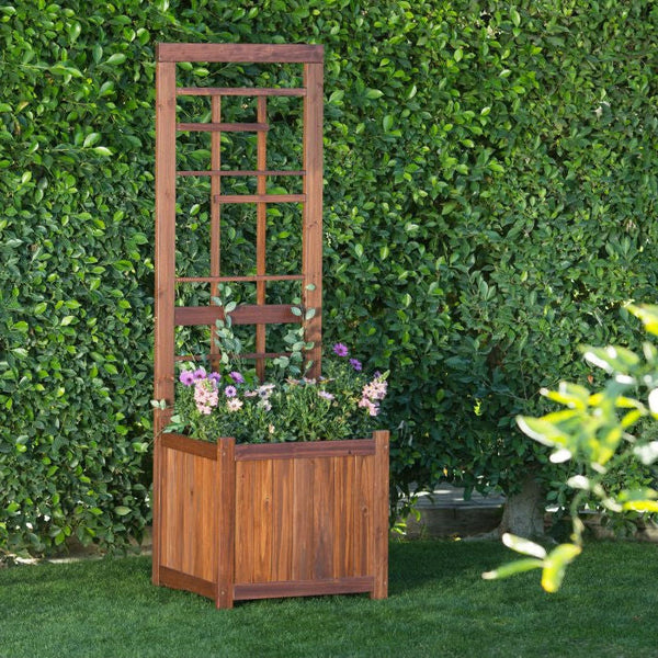 68 Inch Wood Raised Bed Planter Trellis