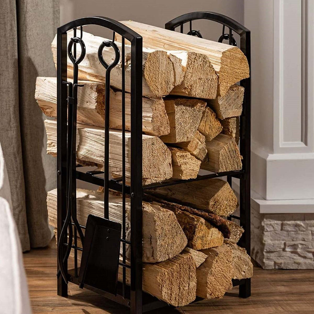 5 Piece Vintage Firewood Log Rack Holder Tools Set - Deals Kiosk