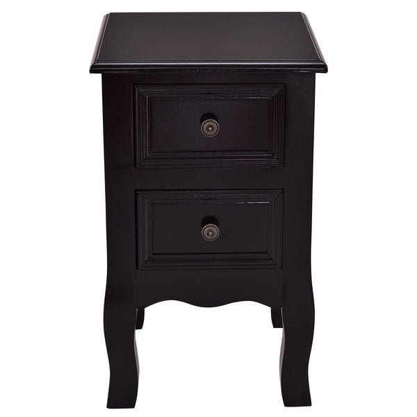Black Wooden 2-Drawer Accent End Table Nightstand - Deals Kiosk