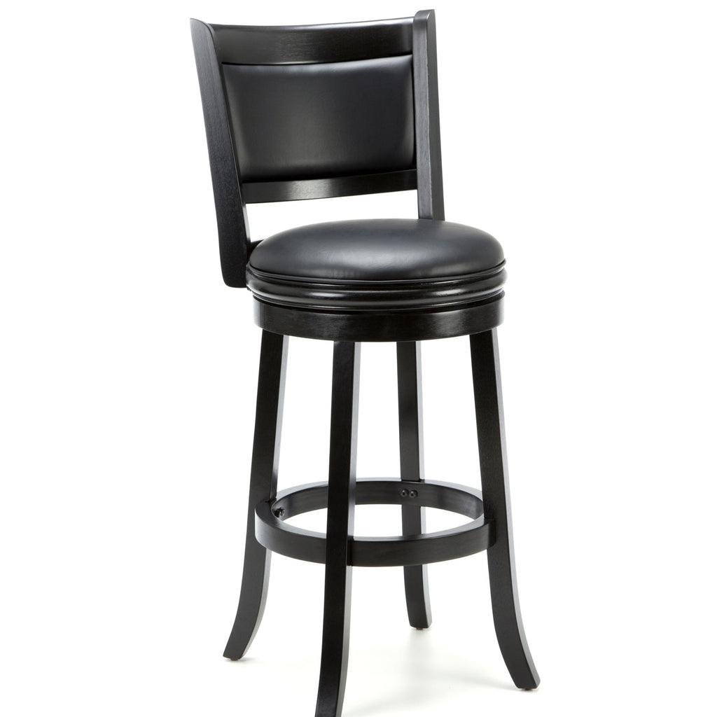 Black 29-inch Swivel Seat Barstool with Faux Leather Cushion Seat - Deals Kiosk