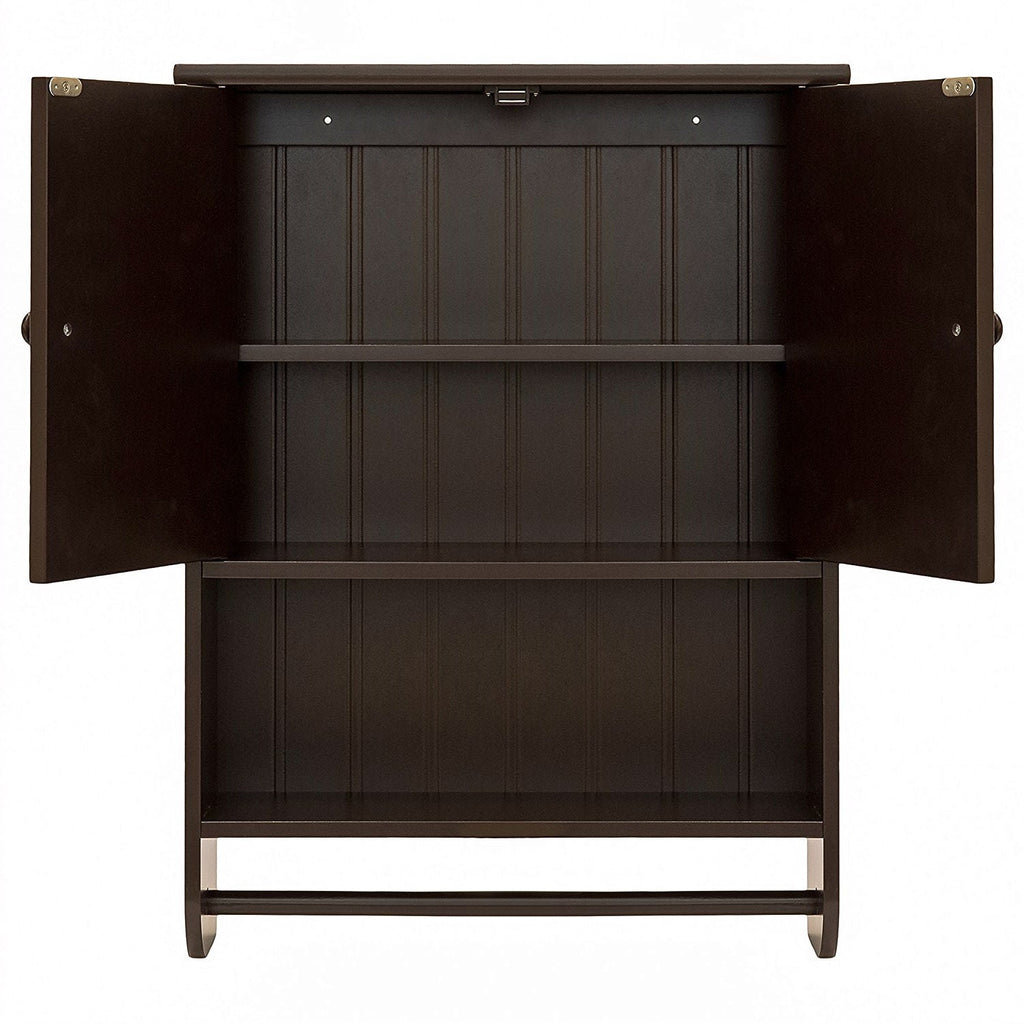 Espresso Bathroom Wall Cabinet Cupboard with Towel Bar - Deals Kiosk