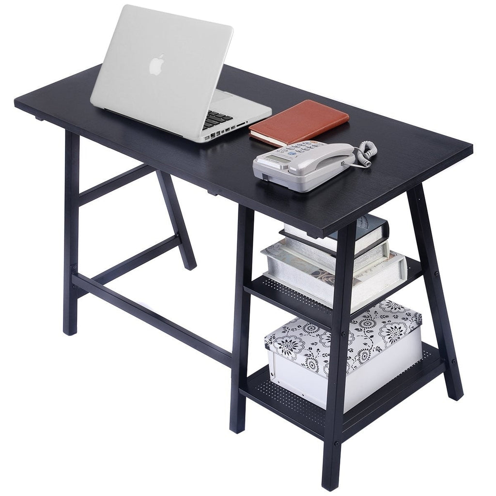 Black Metal and Wood Modern Computer Desk - Deals Kiosk