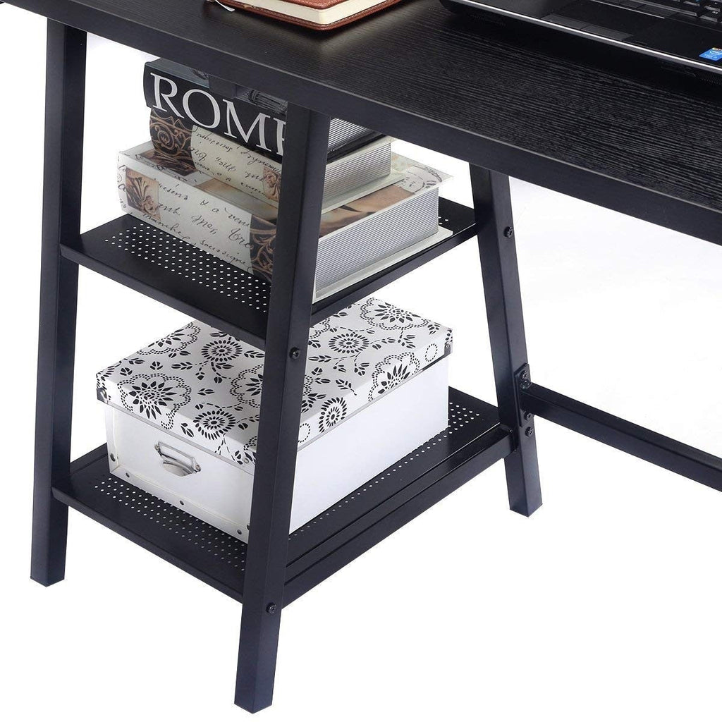 Black Metal and Wood Modern Computer Desk - Deals Kiosk
