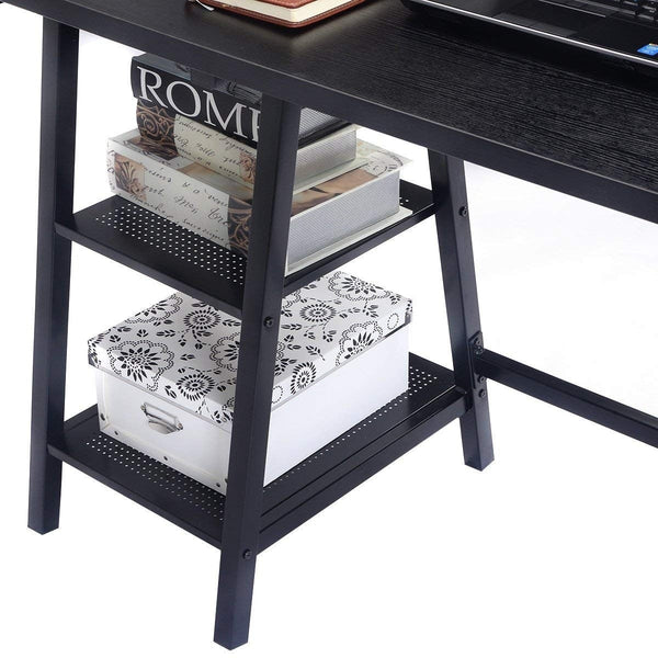 Black Metal and Wood Modern Computer Desk - Deals Kiosk