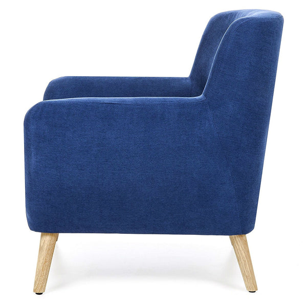 Blue Linen Upholstered Armchair with Mid-Century Modern Style Wood Legs - Deals Kiosk
