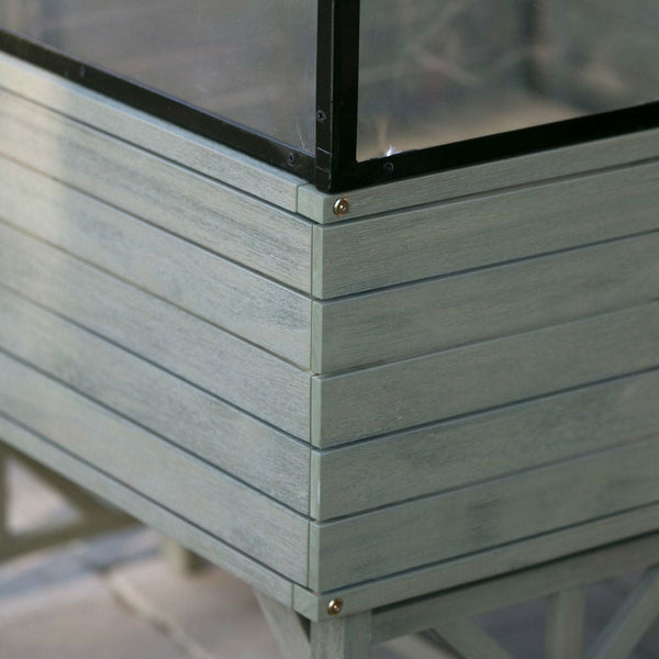 Elevated Raised Bed Garden Cold-frame Greenhouse Kit in Driftwood Finish - Deals Kiosk