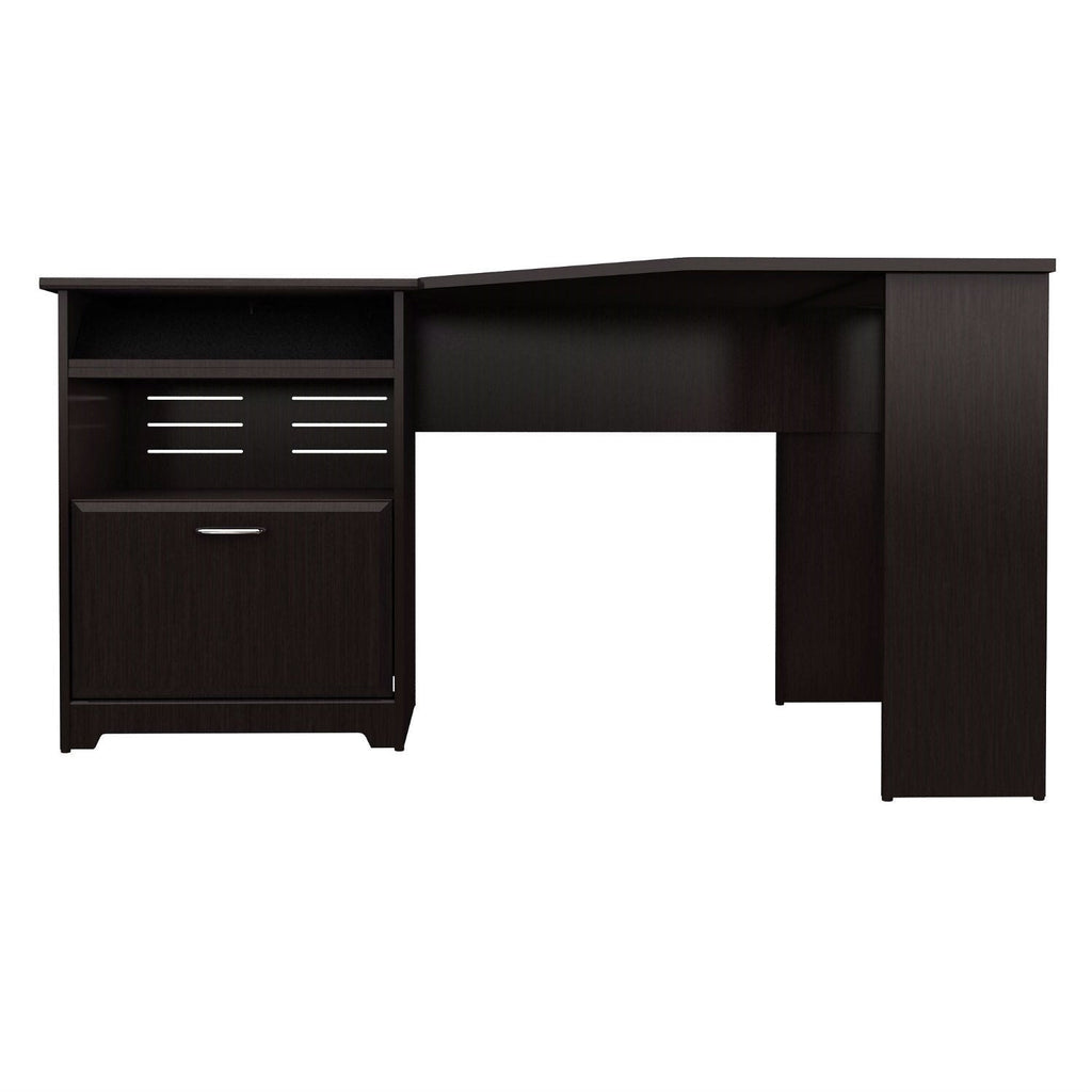 L-Shaped Corner Computer Desk with File Drawer in Espresso Wood Finish - Deals Kiosk