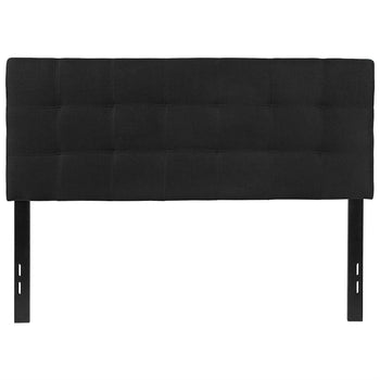 Full size Modern Box-Stitch Black Fabric Upholstered Headboard - Deals Kiosk