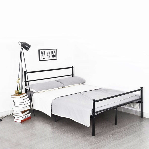Full size Modern Black Metal Platform Bed Frame with Headboard and Footboard - Deals Kiosk