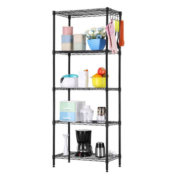 Black Metal 5-Tier Bakers Rack Kitchen Storage Shelving Unit