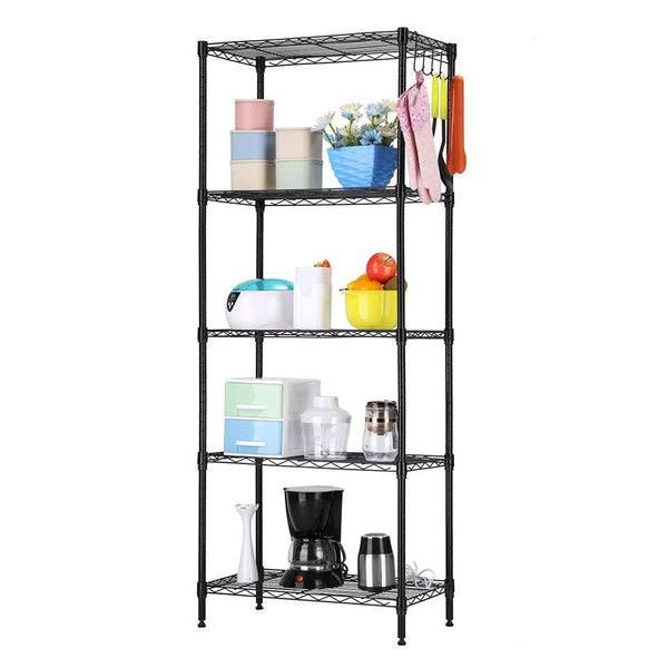 Black Metal 5-Tier Bakers Rack Kitchen Storage Shelving Unit
