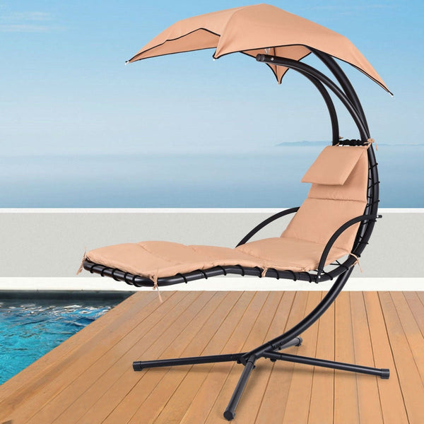 Beige Outdoor Modern Hammock Canopy Porch Swing Lounge Chair - Deals Kiosk