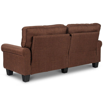 Classic Brown Fabric Loveseat Sofa with Armrests - Deals Kiosk