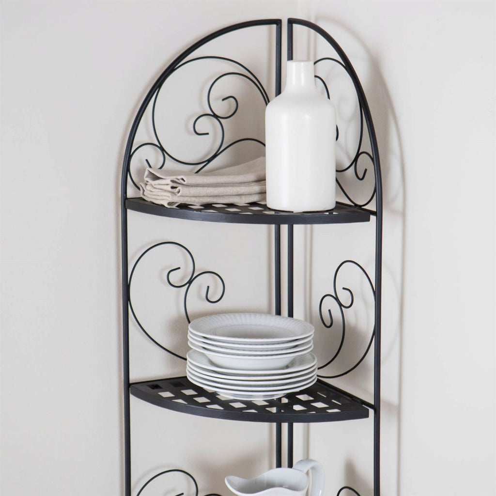 Indoor / Outdoor Corner Bakers Rack Folding Metal Plant Stand with 4-Shelves - Deals Kiosk