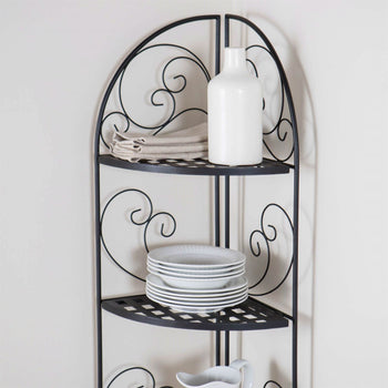 Indoor / Outdoor Corner Bakers Rack Folding Metal Plant Stand with 4-Shelves - Deals Kiosk