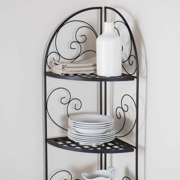 Indoor / Outdoor Corner Bakers Rack Folding Metal Plant Stand with 4-Shelves - Deals Kiosk