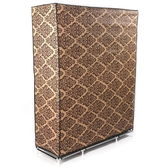Brown Damask 65-inch Bedroom Wardrobe Closet Organizer Storage Unit - Deals Kiosk