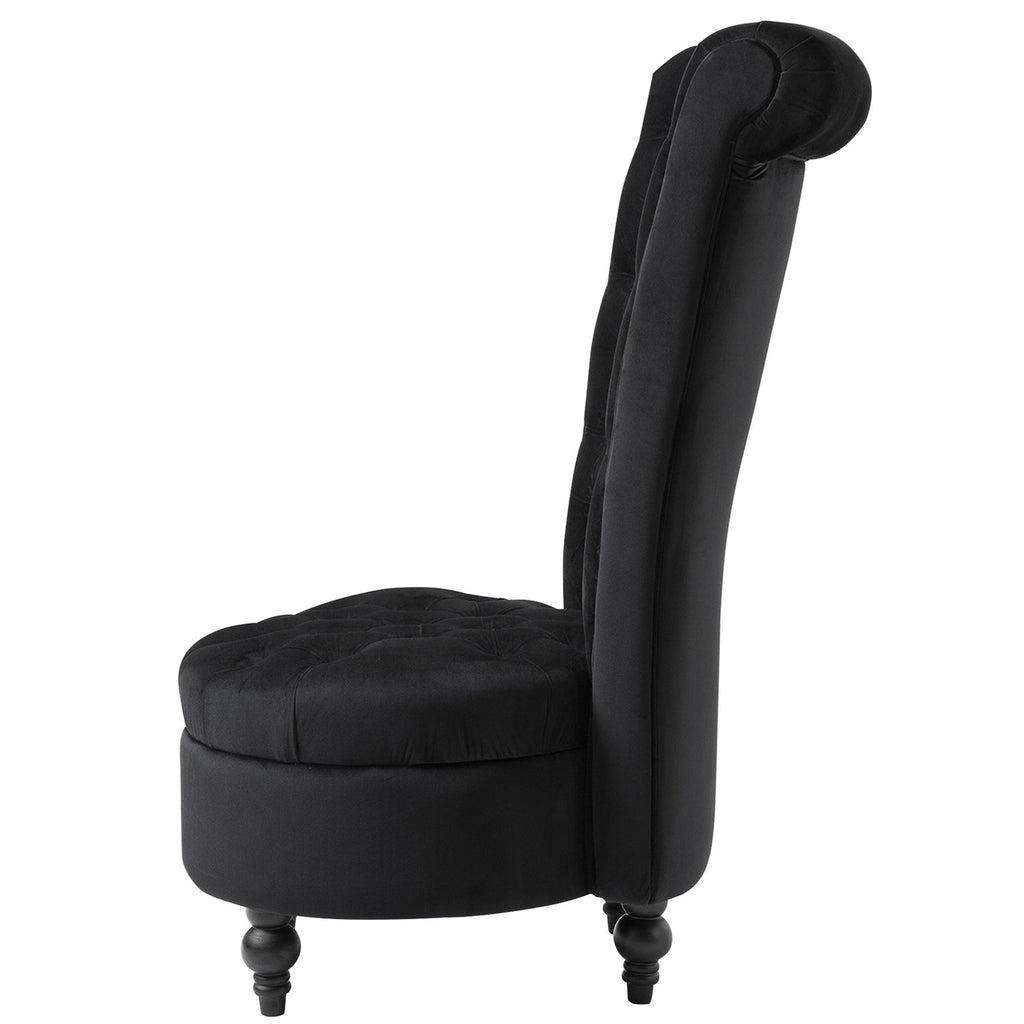 Black Tufted High Back Plush Velvet Upholstered Accent Low Profile Chair - Deals Kiosk