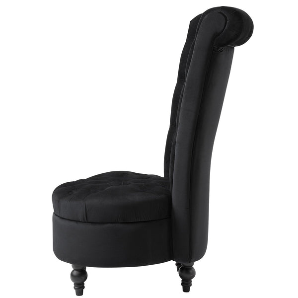 Black Tufted High Back Plush Velvet Upholstered Accent Low Profile Chair - Deals Kiosk