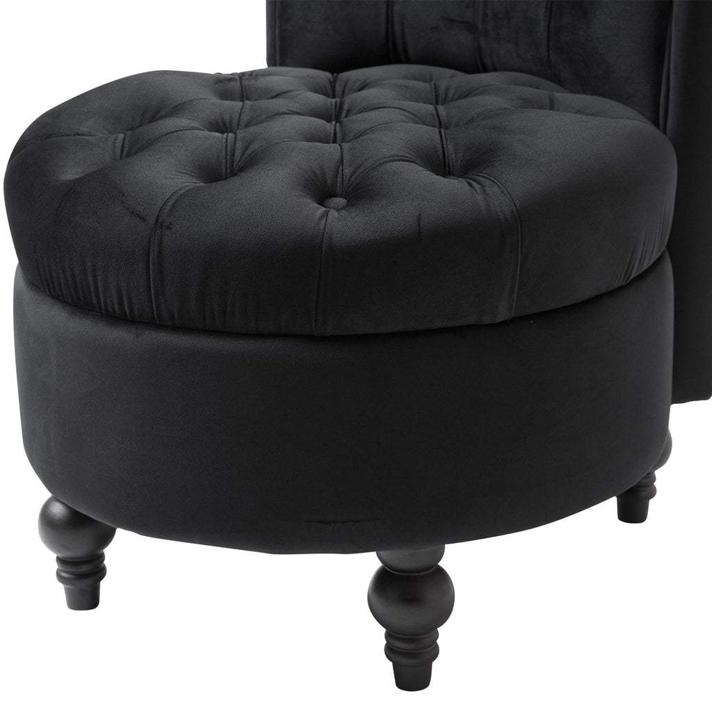 Black Tufted High Back Plush Velvet Upholstered Accent Low Profile Chair - Deals Kiosk