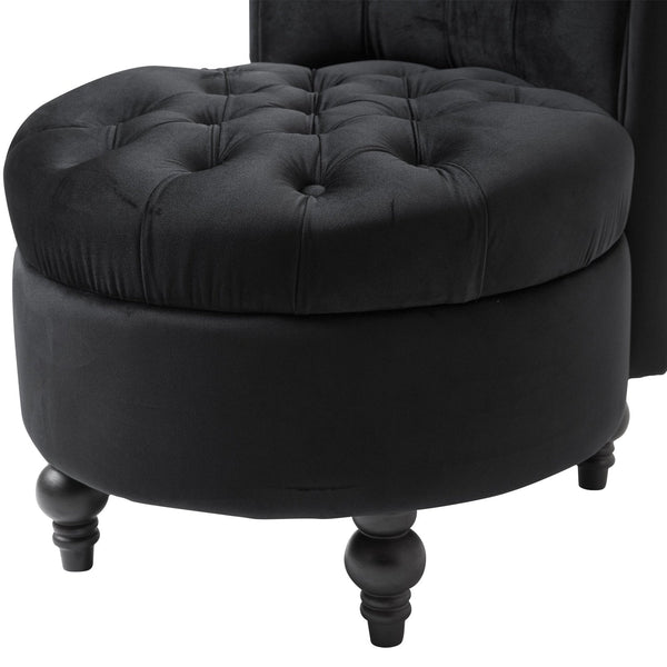 Black Tufted High Back Plush Velvet Upholstered Accent Low Profile Chair - Deals Kiosk