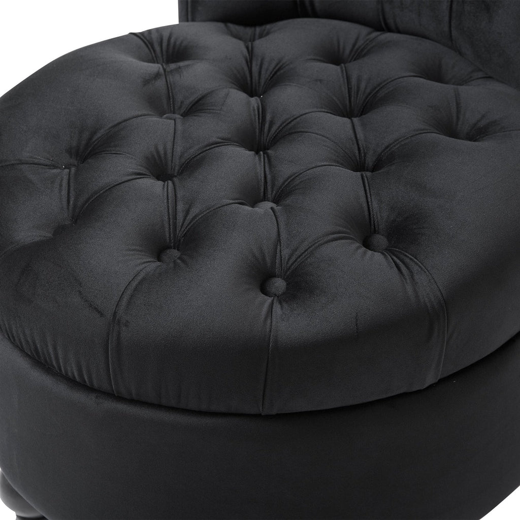 Black Tufted High Back Plush Velvet Upholstered Accent Low Profile Chair - Deals Kiosk