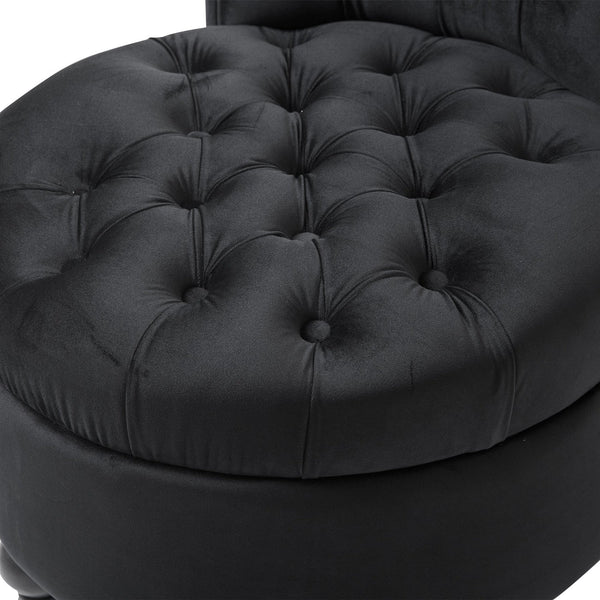 Black Tufted High Back Plush Velvet Upholstered Accent Low Profile Chair - Deals Kiosk