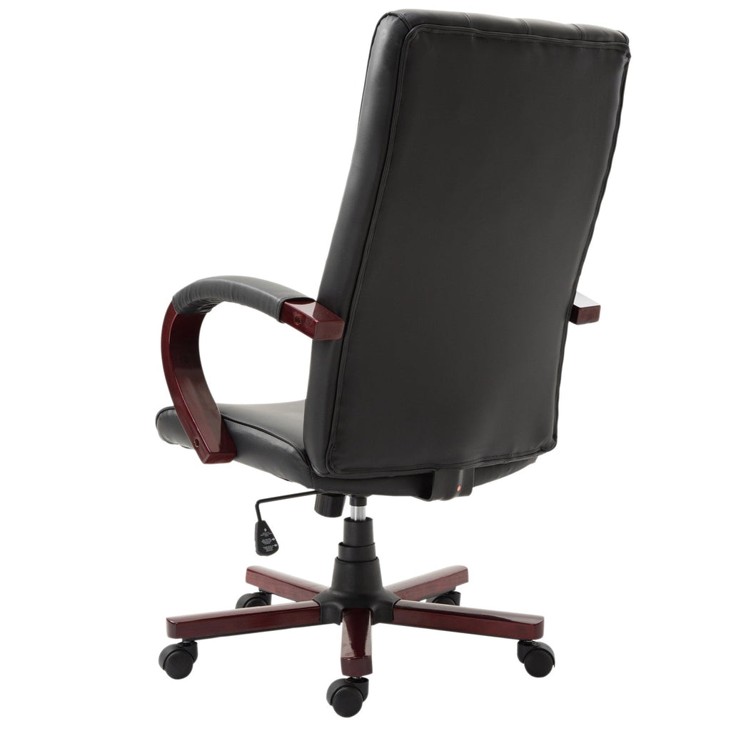 Black Wooden Faux Leather Adjustable High Back Executive Home Office Chair - Deals Kiosk