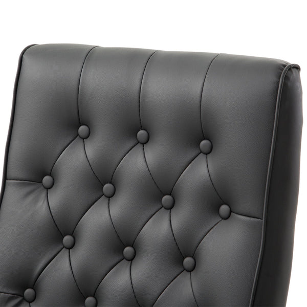 Black Wooden Faux Leather Adjustable High Back Executive Home Office Chair - Deals Kiosk