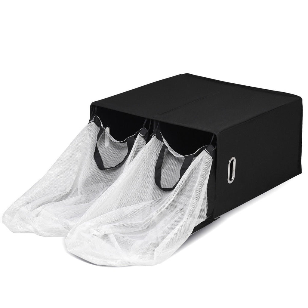 Black 2-Bin Laundry Hamper Clothes Storage Basket with Removable Bags - Deals Kiosk