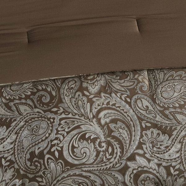 Full size 12-piece Reversible Cotton Comforter Set in Brown and Blue - Deals Kiosk