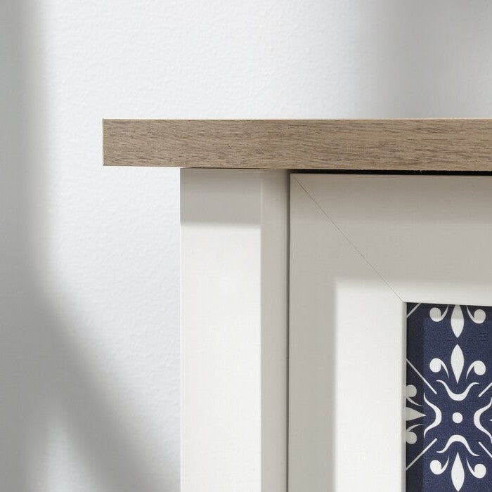 FarmHouse White Blue Oak Top 2 Drawer Office Writing Desk - Made In USA - Deals Kiosk