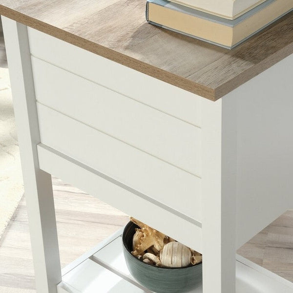 FarmHouse White Blue Oak Top 2 Drawer Office Writing Desk - Made In USA - Deals Kiosk