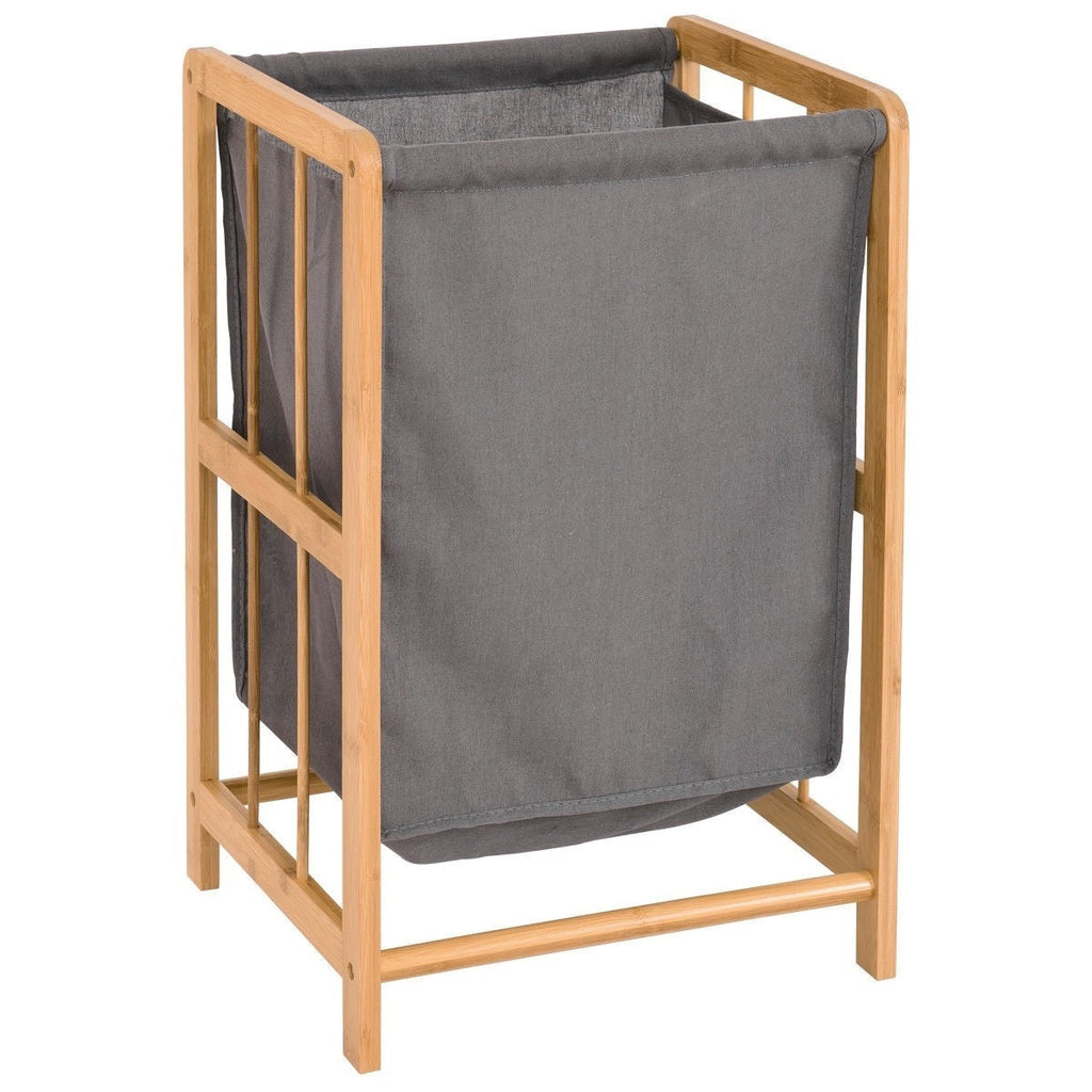 Bamboo Wood Frame Laundry Hamper with Cotton Blend Clothes Bag - Deals Kiosk