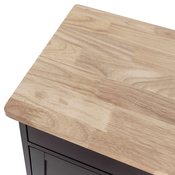 Brown Wood Mobile Kitchen Island Cart Cabinet with Wine Rack and Drawer - Deals Kiosk