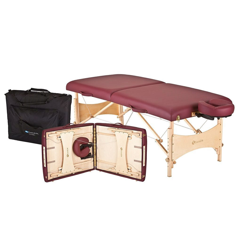 Burgundy Portable Massage Table with Adjustable Headrest and Carry Case - Deals Kiosk