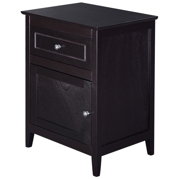 Espresso Wood 1-Drawer End Table Cabinet Nightstand - Deals Kiosk