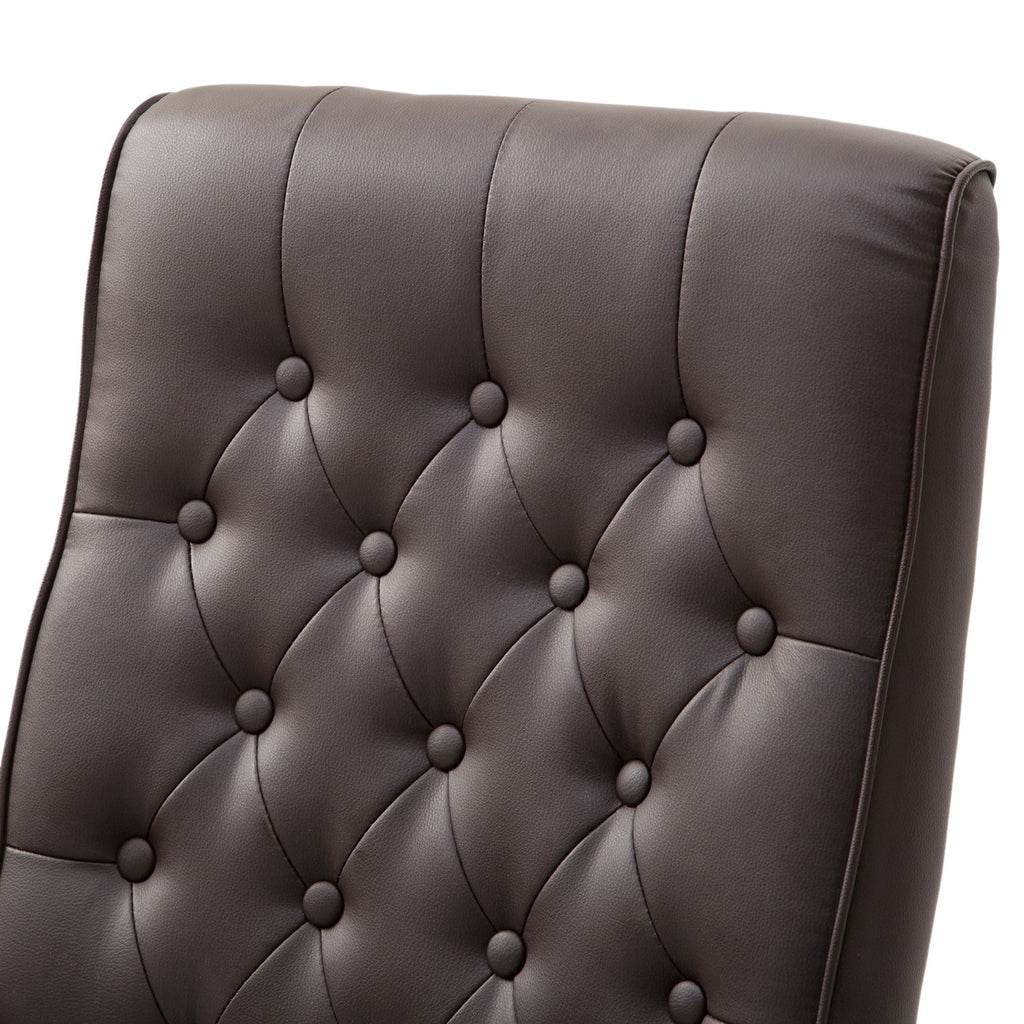 Brown Wooden Faux Leather Adjustable High Back Executive Home Office Chair - Deals Kiosk